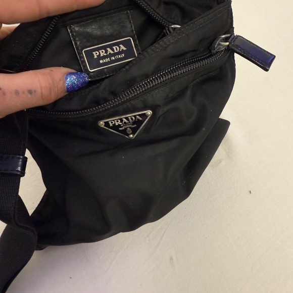 PRADA Nylon Shoulder Bag Black Triangle Logo Crossbody Sacoche from Japan - Picture 4 of 9